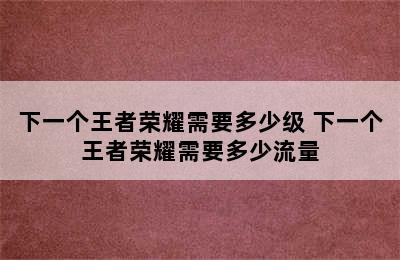 下一个王者荣耀需要多少级 下一个王者荣耀需要多少流量